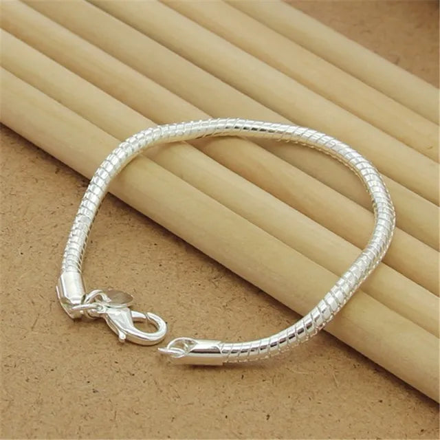 Fine 925 Sterling Silver Bracelet for Women and Men, Noble Nice Chain, Solid Charms, Wedding Party Gift, Fashion Jewelry, Hot Model 