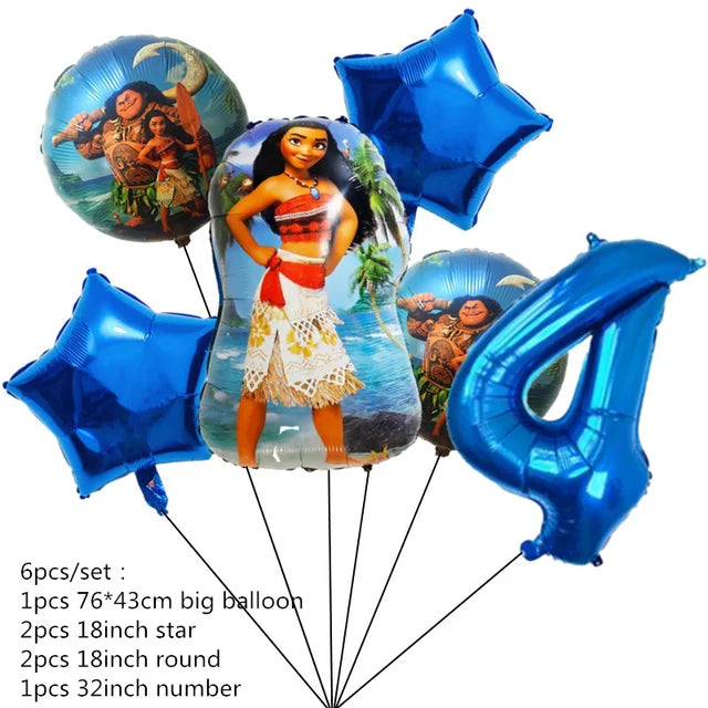 Disney-Moana Birthday Party Decorations, Balloons, Disposable Tableware, Cup, Plate, Baby Shower Toys, Celebration Supplies 