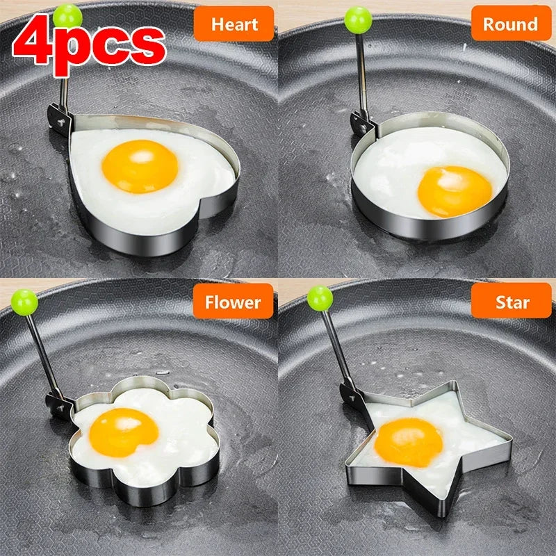 Nuevo molde de acero inoxidable para huevos fritos, forma de corazón, para hacer panqueques, para el desayuno, para hornear tortillas, herramientas de cocina, accesorios de cocina, gadget