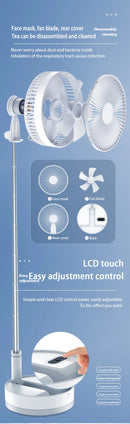 P10 10800mAh Folding Portable Fan USB Remote Control Air Cooler Silent Rechargeable Wireless Floor Standing Fan for Camping Desk