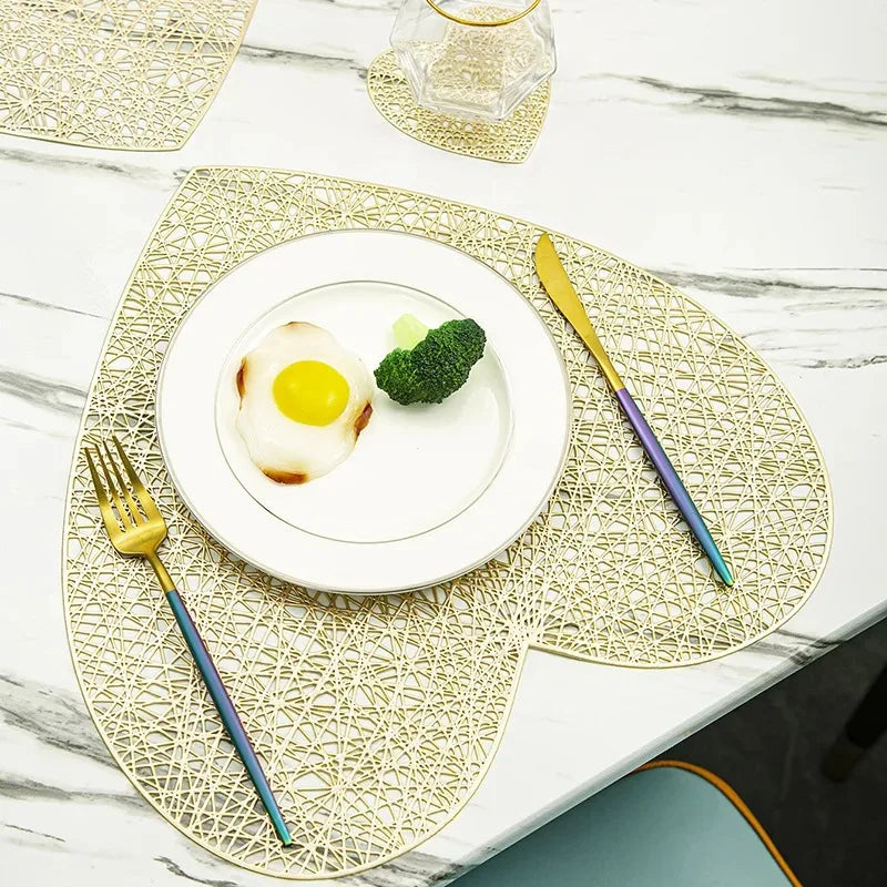 Placemats Set of 1/4Pc Light Luxury Placemat Table Mat Wide Application PVC Table Decor Round Protector Mat Heat Resistant Pad