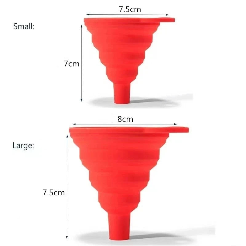 Funil líquido de silicone universal para óleo do motor e gasolina, Fluido da arruela do carro, portátil, dobrável, automático