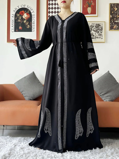 Vestido elegante de gasa para mujer, abaya abierta con cremallera, ropa musulmana, cárdigan islámico, abaya, nuevo