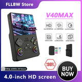 2025 V40MAX Handheld Game Console 4'' IPS Screen 4000mAh Battery Joystick RGB lighting Effect 256GB with more than 40000 games