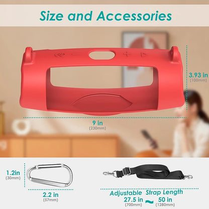 Newest Bluetooth Speaker Case Soft Silicone Cover Skin With Strap Carabiner for JBL Charge 5 Wireless Bluetooth Speaker Bag