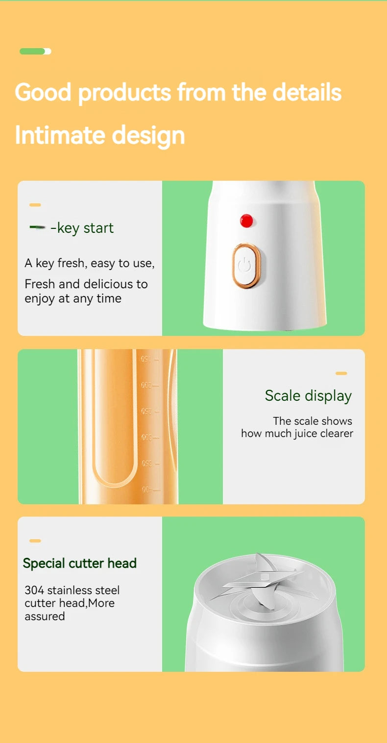 New Portable Automatic Juice Press Fruit Juice Blender USB Rechargeable Wireles Mini Juice Press Kitchen Tools Baby Food Blender