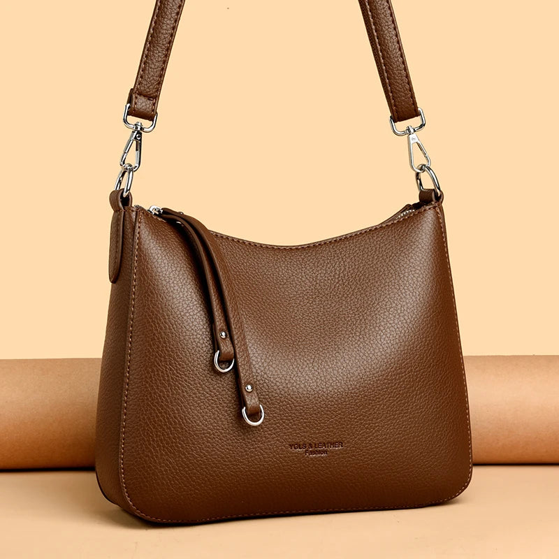 Genuine Brand Women's Soft Leather Shoulder Bags Luxury Designer Crossbody Bags Ladies Casual Tote Bag Messenger Commuting Sac