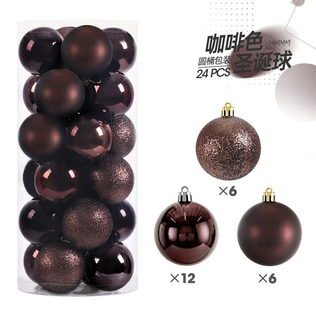 24pcs 3cm Christmas Balls Christmas Tree Ornaments Christmas Ball Hanging Tree Pendants Home Party Xmas Tree Decoration New Year Gift 