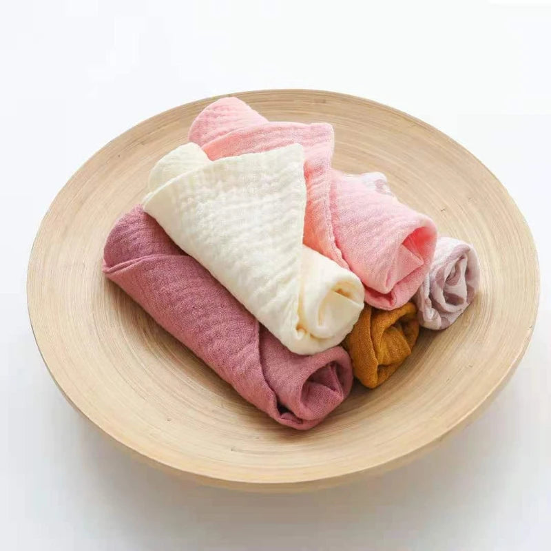 5 PcsWashcloth FaceclothInfant Wash Hand Face Wipes Baby Cotton Square Towels Handkerchief Muslin Cloth Feeding Bib