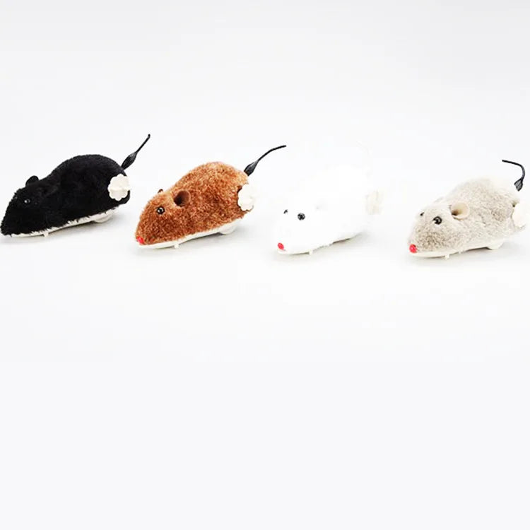 Juguete para gatos con mecanismo de relojería, ratones de simulación, sin pilas, duradero, para interiores, para gatos, para aliviar el aburrimiento, juguetes interactivos de peluche, suministros para mascotas.