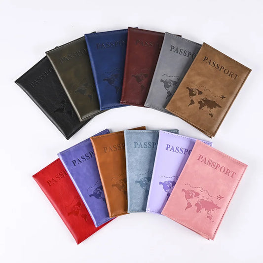 Funda protectora colorida de PU para pasaporte, para billetes y tarjetas de crédito, accesorios de viaje