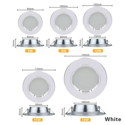 O teto Recessed redondo do brilho 10Pcs alto conduziu o teto Recessed Downlight do quarto interno comercial do ponto 220V 5W 9W 12W15W 18W Entrega rápida 6-9 dias de entrega livre
