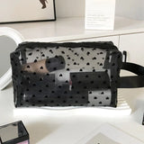 Heart-Shaped Nylon Mesh Cosmetic Bag Portable Toiletry Organizer for Women Makeup Storage