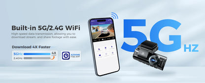 AZDOME M550 Pro 5.8Ghz WiFi 3 Channel Dash Cam 4K+1080P Built-in GPS 3.19" IPS Screen Car DVR IR Night Vision 24H Parking Mode