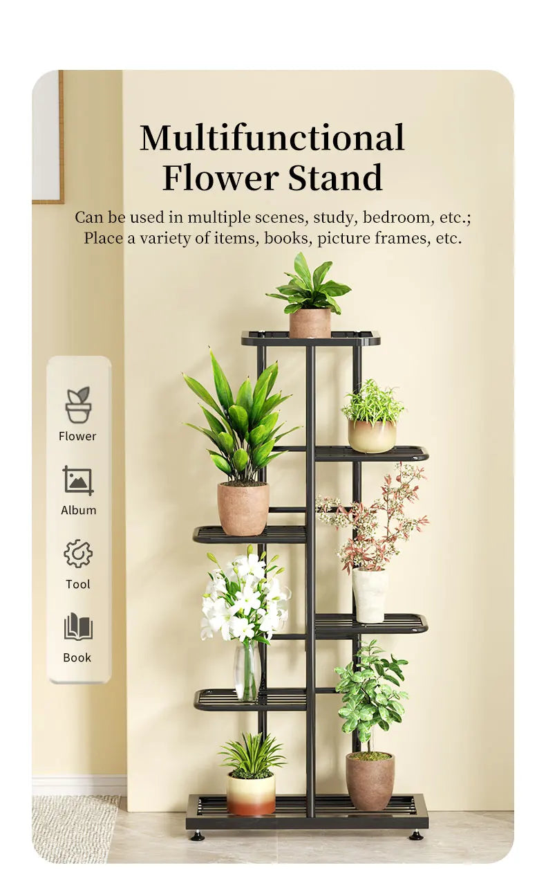 Plant Stand Flower Stand 4/6/8 Tier Flower Pot Shelf Balcony Indoor Multi-layer Storage Rack Succulent Plant Flower Rack