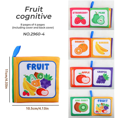 4 Pages Enlightenment Early Learning Books Children Black and White Cloth Book for Kids Montessori Educational Toys