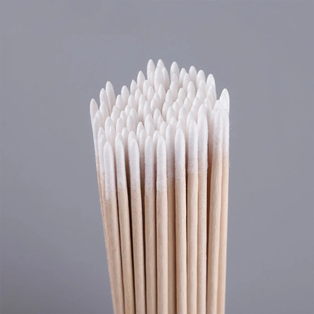 Wooden Nails Cotton Swab Wood Cleaning Sticks Bud Tip Manicure Detail Corrector Nail Polish Remover Cotton Head 10cm 100Pcs 300Pcs 500Pcs 