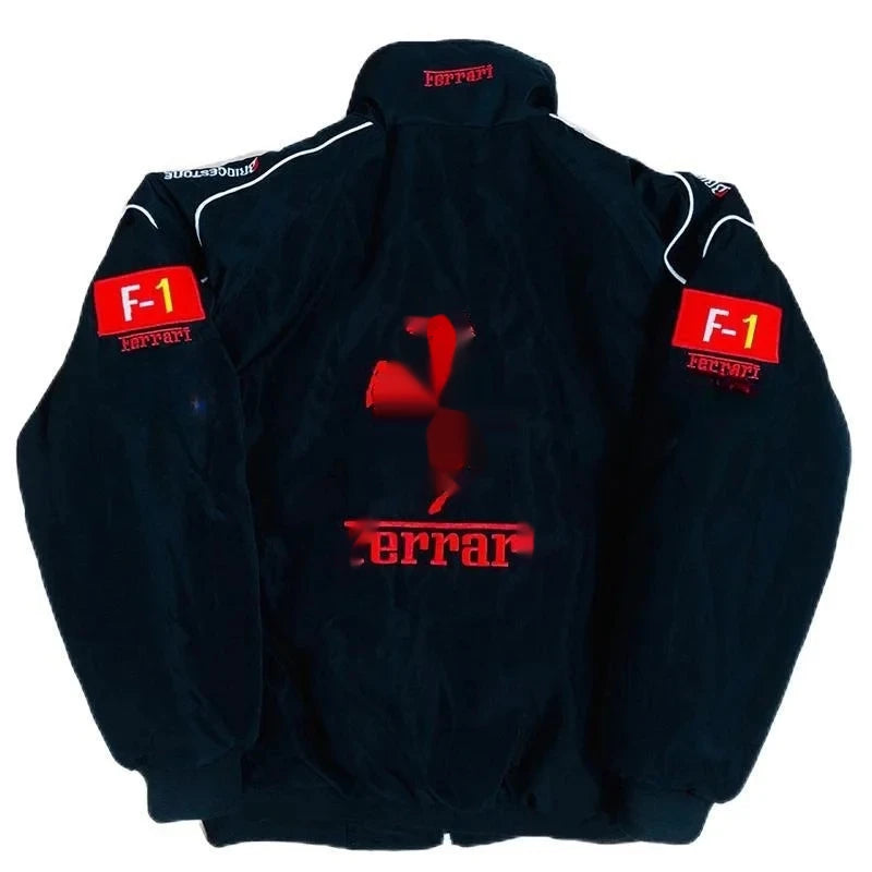 European American 2024 Spring Autumn New Cross Border Amazon F1 Rally Color Blocked Embroidered Long Sleeved Motorcycle Jacket