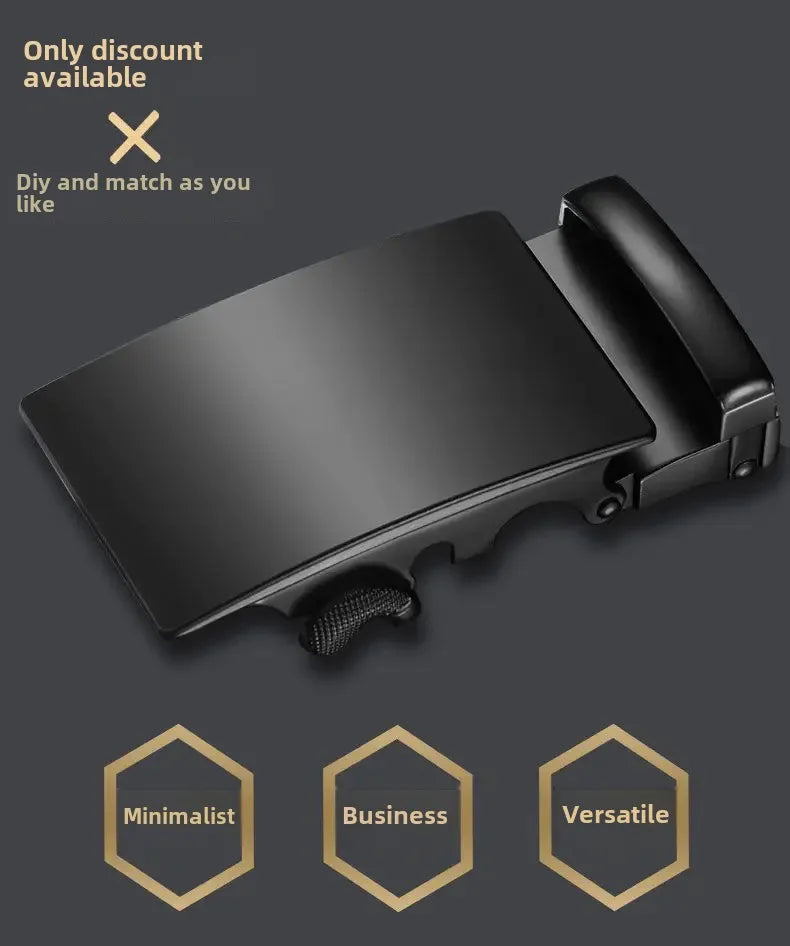 Men's Leather Belt Buckle Single Knot Casual Cross-border Style 4.0 Automatic Width 3.5cm