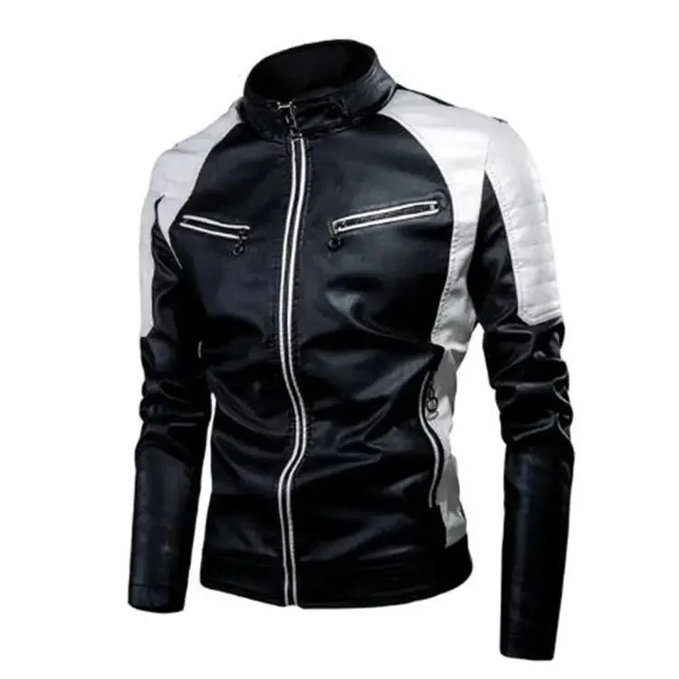 2022 Fashionable Casual Men's Leather Jacket Splice Motorcycle Amazon Vintage Cross-Border Spring Autumn Thin Style Wear