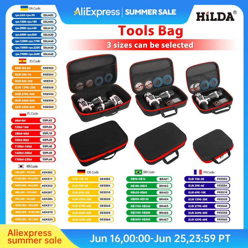 HILDA Large Capacity Tools Bag 3-size Available With Red Edges Tools Waterproof Tool Bags Electrician Hardware Tools Bag