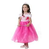 Girl Pink Dress Aurora Cosplay Costume Princess Deluxe Outfit Children Summer Brthday Party Elegant Gown Fairy Disguise Sets