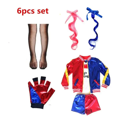 Christmas New Year Carnival Kids Girls Suicide Harley Cosplay Costumes Squad Quinn Monster Joker Jacket Suit tattoo stickers