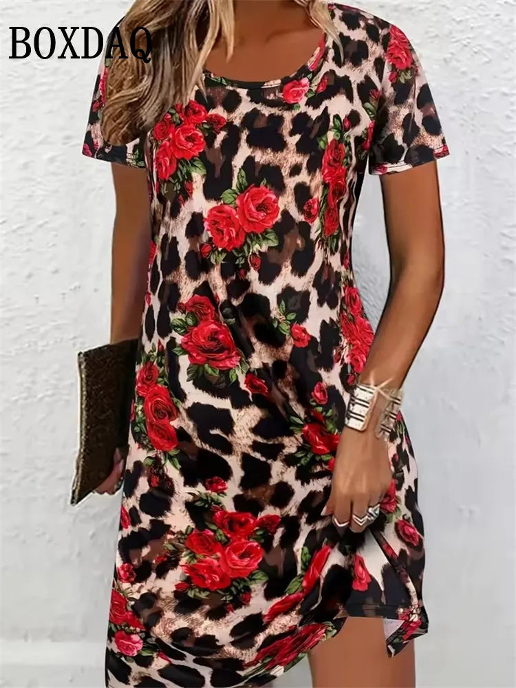 Summer Short Sleeve Loose A-Line Dresses Fashion Geometric Stripes 3D Print Dress Casual Loose Plus Size Mini Dress 9XL Clothing