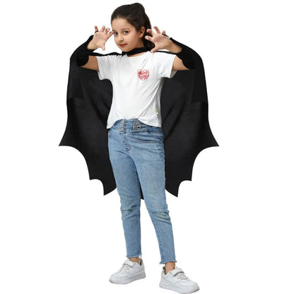 Deluxe Halloween Bat Cape Black Hairpin Mask Cape Costumes Carnival Party Children Unisex Cosplay Decorative Props