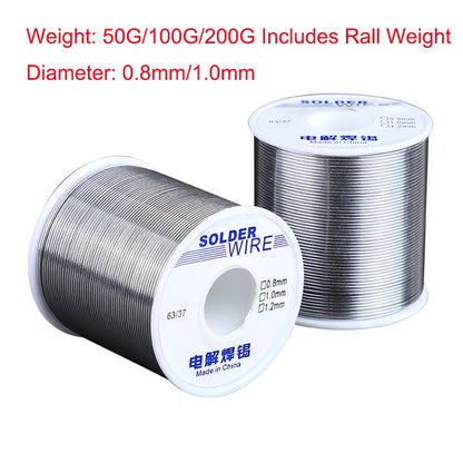 50g-200g Rosin Core Tin Solder Wire 63/37 Solder Wire  Dia 0.8MM/1.0MM High Purity Fusible Tin Easy Melt Wire Circuit Repair