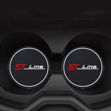 2Pcs Non-slip Car Water Cup Pad Diamond Rhinestone Rubber Mat ST Line Emblem For Ford Kuga MK3 MK2 MK4 S Max Focus Puma Fiesta