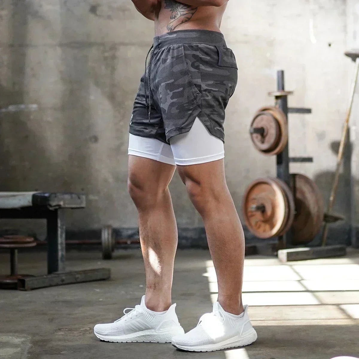 Men's Sports Shorts Anime Performance Shorts Printed Men GYM Casual Sport Compression Shorts Workout Running Mesh 2 in 1 Shorts