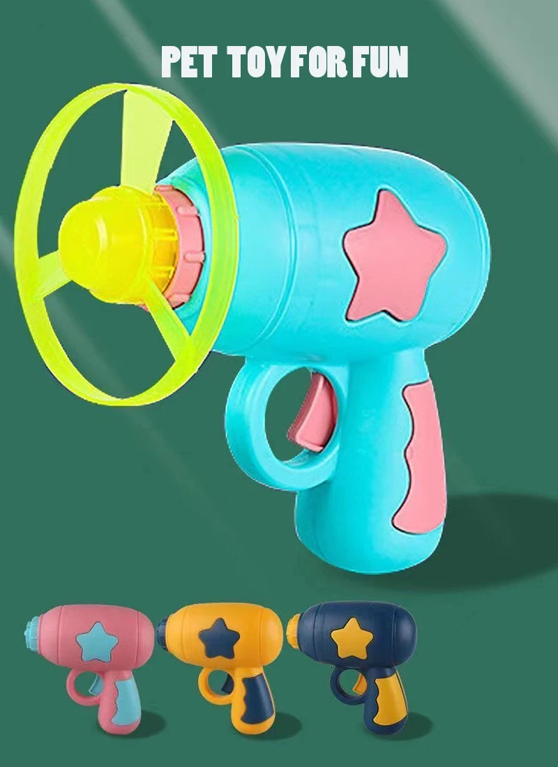 Puppy Cat Toys Flywheel Pistol Frisbee Gyro Top Pet Entertainment Production Funny Shoot Off Produto Dog Training Accessoriess