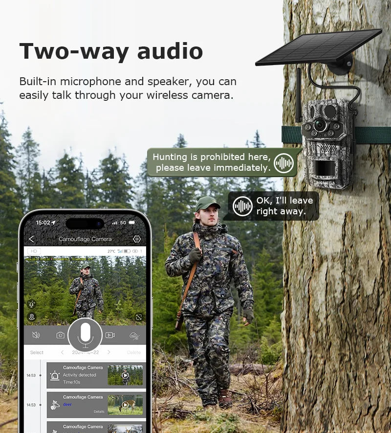 INQMEGA4G 2K 5MP PIR Motion Activated  Trigger Time Night Vision IP66 Hunting Trail Wildlife Battery Solar Camera Forest