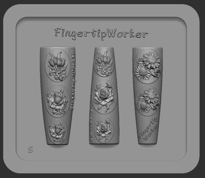 1Pc Chain Ice Flower Fox Spoon Fork Dragon Snake Butterfly 3D Acrylic Mold Nail Art Decorations  DIY Design Silicone Nails Mold