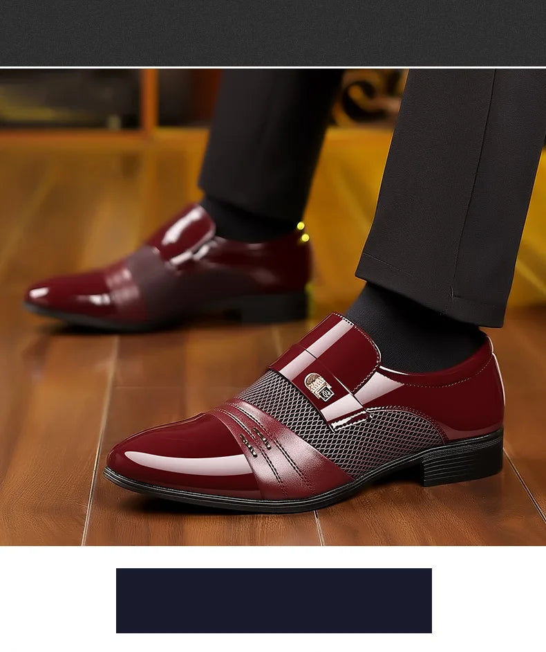 Men's Luxury Lacquer Oxford Wedding Shoes, Pointed Toe Dress Shoes for Men, Classic Business Men's Leather Shoes, Big Size 38-48