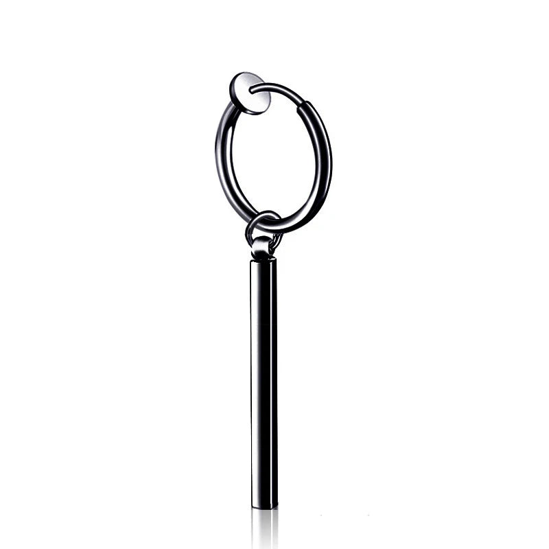 Kiss Jewelry Titanium Steel Punk Cool Men Women Ear Clip Stud Earrings Long Stick Pendant Fashion Hip Hop Drop Party Earring