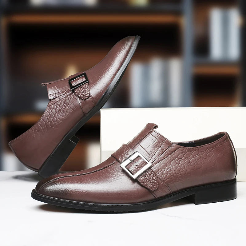 British Style Genuine Leather Wedding Oxfords Business Shoes Mens Casual Leather Crocodile Pattern Office Work Shoes Dress Shoes