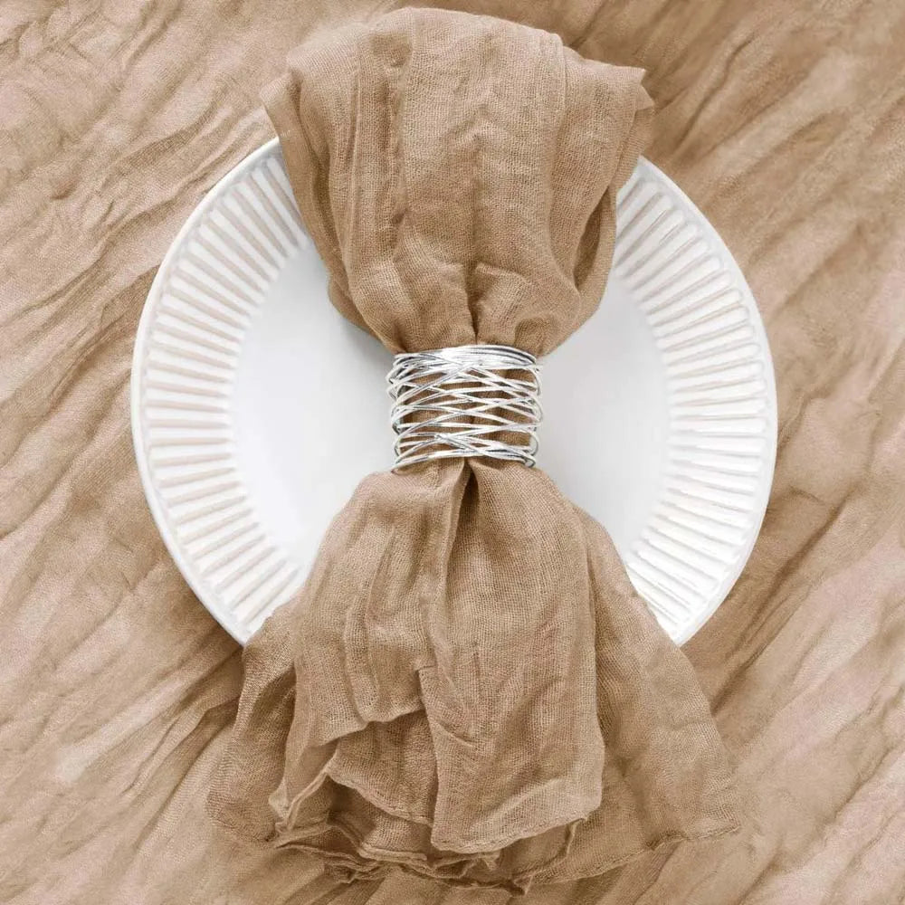 Set of 12 Gauze Cheesecloth Napkins Cloth Bulk Dinner Table Napkins for Home Wedding Valentine's Party Event Table Decoration