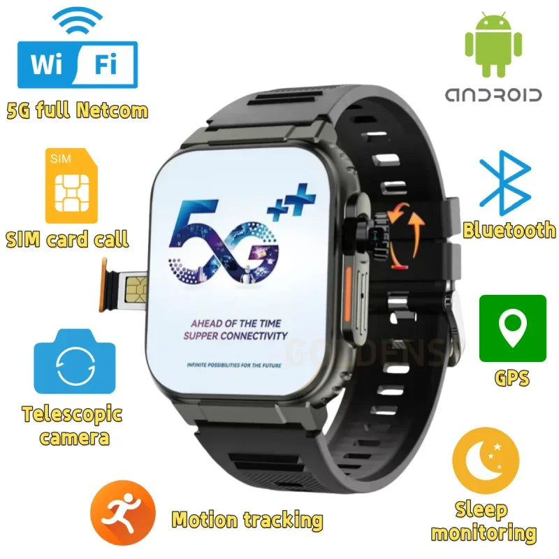Microwear Ultra Ai3 Smartwatch: 4G SIM Card Android 2.2'' Amoled, AI Health Monitoring, 180° Rotary Camera, 256GB Storage