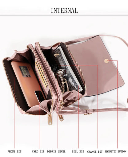 Nuevos bolsos de piel sintética para mujer, multifuncionales, de gran capacidad, tipo bandolera, a la moda, para teléfono