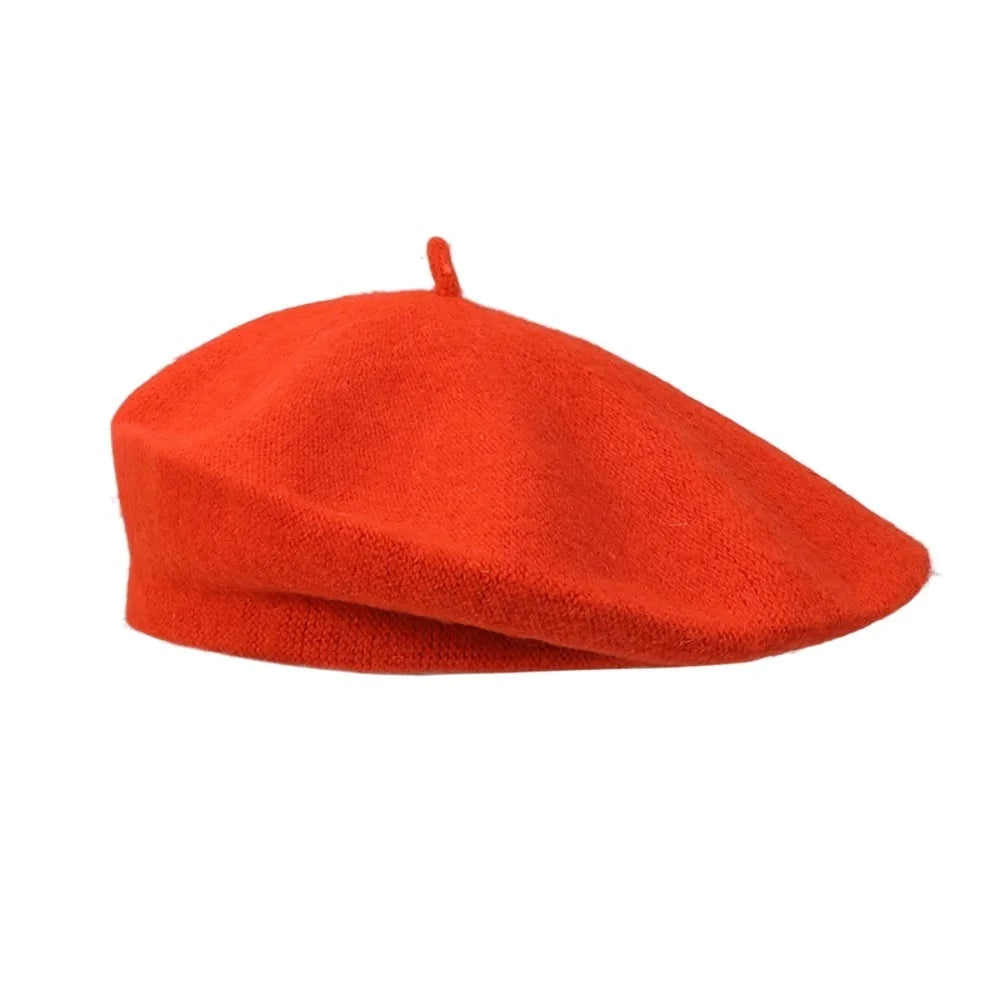 Fashion Warm Winter Wool Berets Hat Retro Solid Color French Artist Hat All Matched Elegant Plain Cap Lady