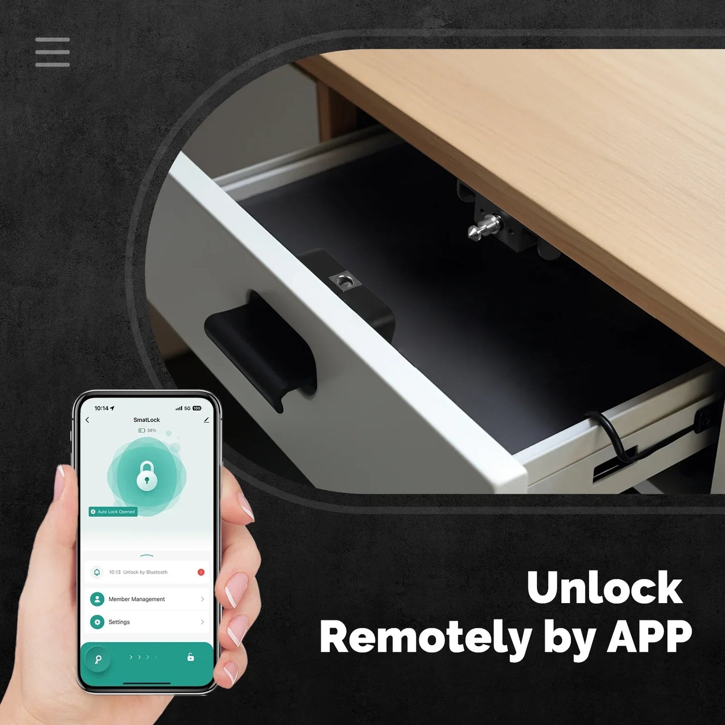 MOES Smart Lock Bluetooth Tuya-Compatible Keyless IC Card Unlock App Remote Control for Wood Cabinet Door Drawer Furniture