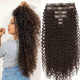 Extensões de cabelo ondulado com clipes conjunto de 6 peças - 55cm com presilhas