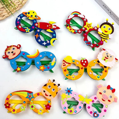 Creative EVA Diamond Glasses DIY Kit Kids Art Craft Toy Handicraft Cartoon Animal Glasses Children Birthday Gift School Supplies