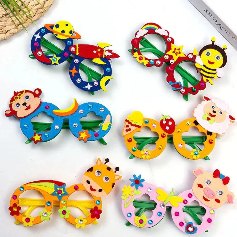 Creative EVA Diamond Glasses DIY Kit Kids Art Craft Toy Handicraft Cartoon Animal Glasses Children Birthday Gift School Supplies