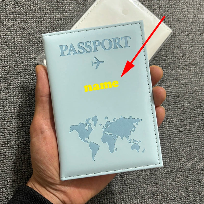 Funda de pasaporte personalizada con nombre en color dorado, billetera de viaje para hombre y mujer, porta pasaporte personalizable con nombre, tarjetero de presentación