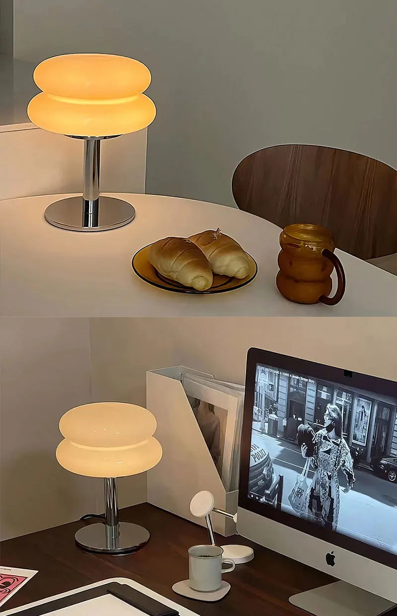 Macaron Glass Table Lamp Trichromatic Dimming Living Room Atmosphere Lamps Eye Protection Night Light Girl Bedroom Bedside Decor