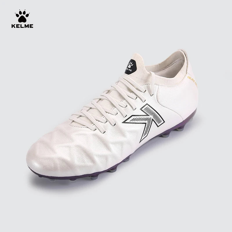 KELME Soccer MG Shoes Calf-Skin Cleats Match Artificial Grass Slip-Resistant Cushioning Training Football Shoes ZX80121058