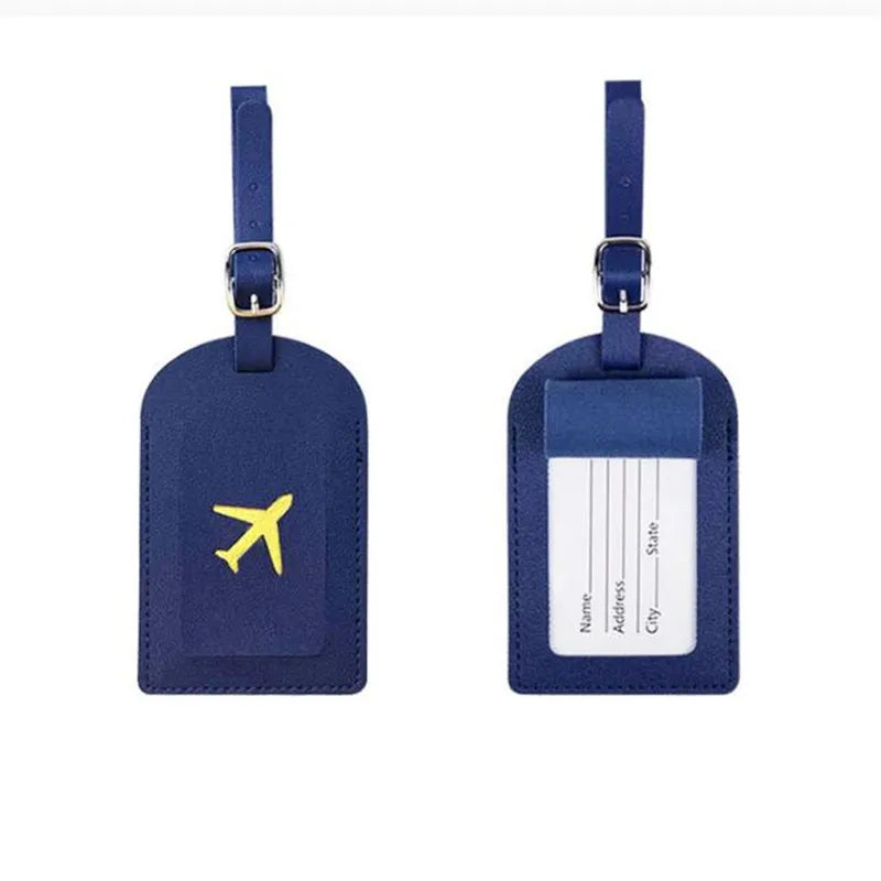 Women Men PU Leather Luggage Tag Suitcase Identifier Label Baggage Boarding Bag Tag Name ID Address Holder Travel Accessories